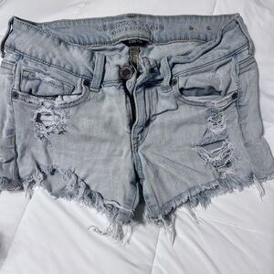 American Eagle Outfitters Women's Ripped Light Blue Jean Shorts